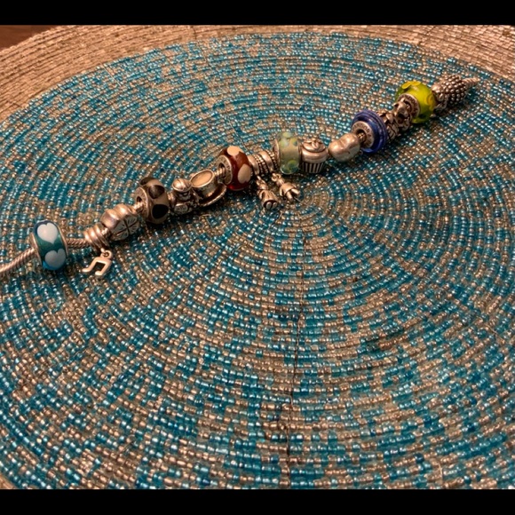 7” Sterling Pandora ﻿Bracelet-17 charms & 1 spacer - Picture 6 of 8